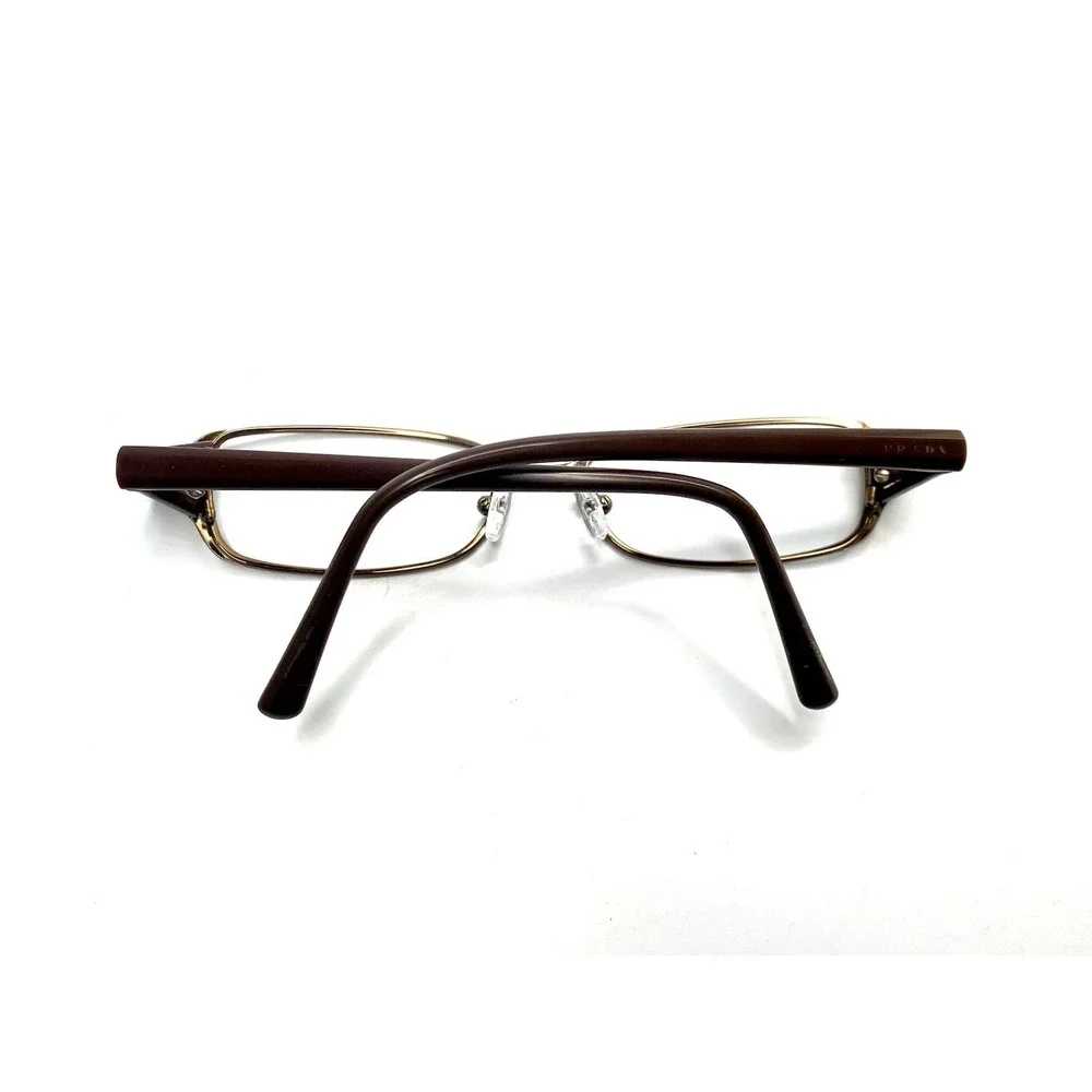 Prada Brown Metal Copper Rectangular Glasses Italy VPR55G 8AE1O1 51 15 135